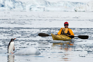 Kayaking in Antarctica photo by Daisy Gilardini