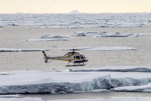 Helicopter flight above the Ross Sea pack ice